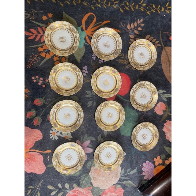 Metal Late 19th Century German Dresden Porcelain Dinnerware Plates Set of 12 For Sale - Image 7 of 13