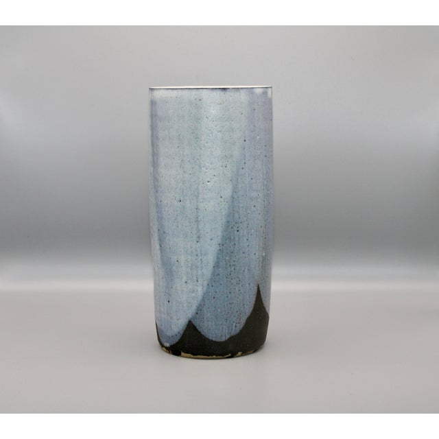 Mid-Century Modern Mid-Century Modern Blue Stoneware Vase For Sale - Image 3 of 7