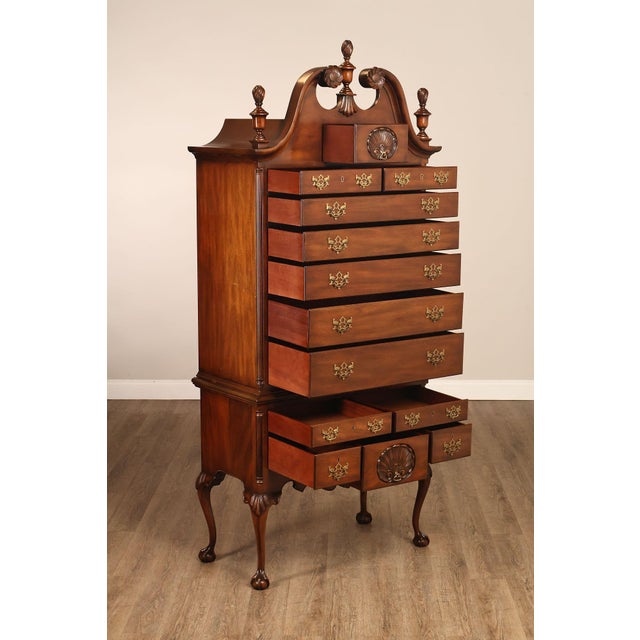 Late 20th Century Kittinger Chippendale Style Mahogany Highboy For Sale - Image 5 of 18