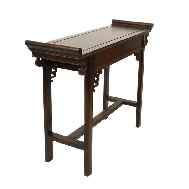 Chinese Chinese Hardwood Two-Drawer Altar Console Table With Brass Pulls For Sale - Image 3 of 7