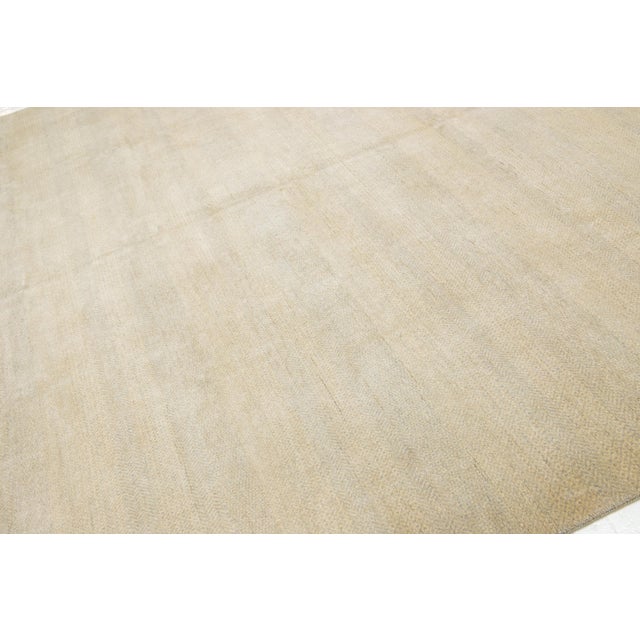 Beige 10 X 10 Modern Organic Savannah Style Wool Rug in Beige With Geometric Pattern For Sale - Image 8 of 9