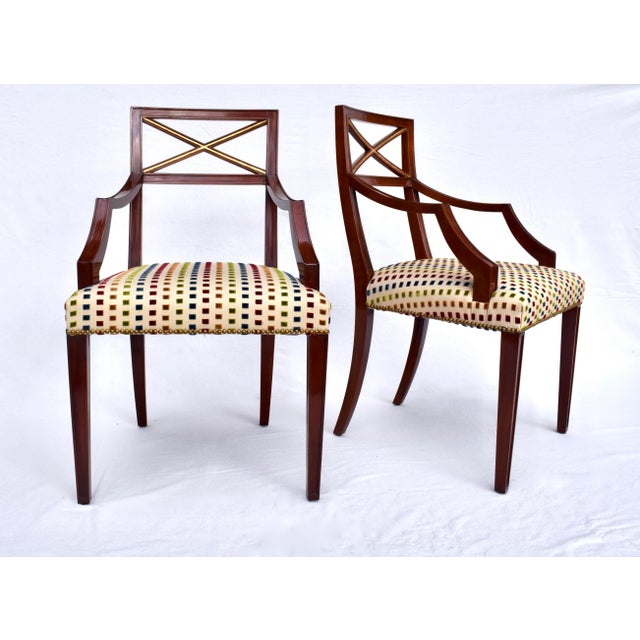 20th C Regency X Back Dining Chairs, Set of 6 For Sale - Image 11 of 13
