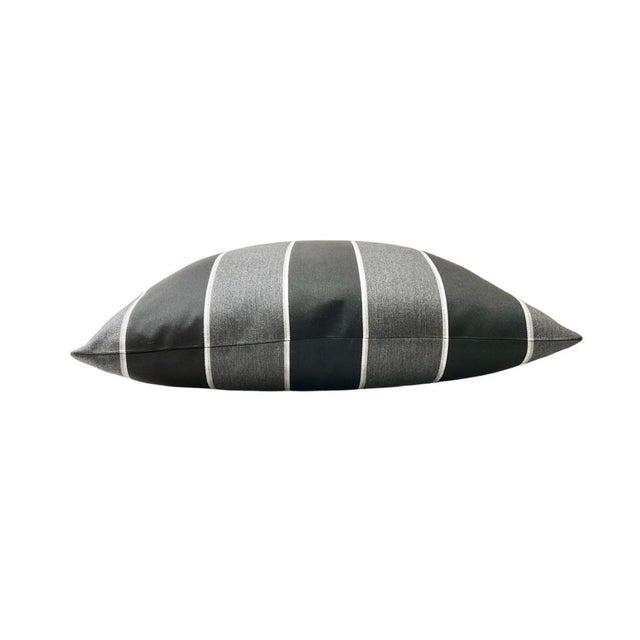Modern Black Cabana Stripe Sunbrella Indoor Outdoor Pillow Cover For Sale - Image 3 of 5