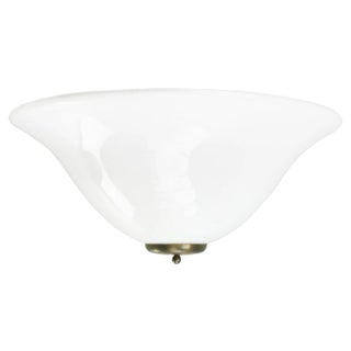 Vintage White Opaline Glass & Brass Wall Lamps For Sale