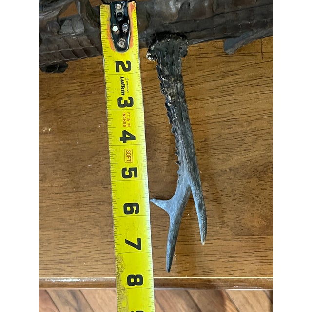 Antique 19th Century German Black Forest Carved Wood and Antler Wall Rack For Sale In Denver - Image 6 of 12