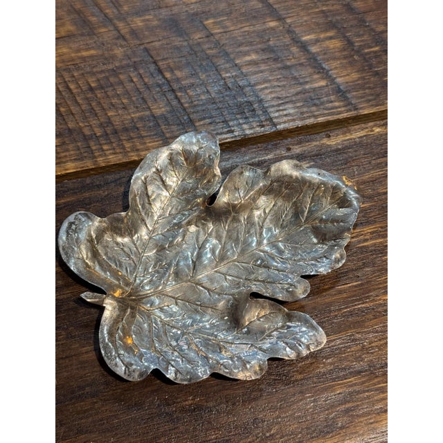 Realism Vintage Sterling Silver Poplar Leaf Dish- R. Blackinton & Co. For Sale - Image 3 of 8