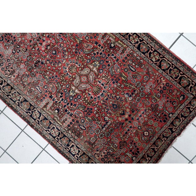 Vintage Persian Hamadan Handmade Rug 3.3' X 4.11' 1950s For Sale - Image 9 of 12