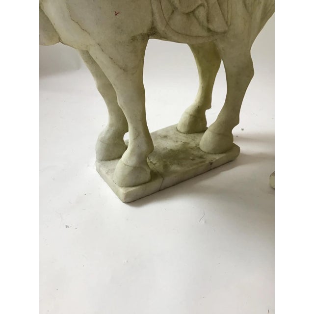 Vintage Carved Marble Tang Dynasty Style Horse Figures—A Pair For Sale - Image 14 of 18