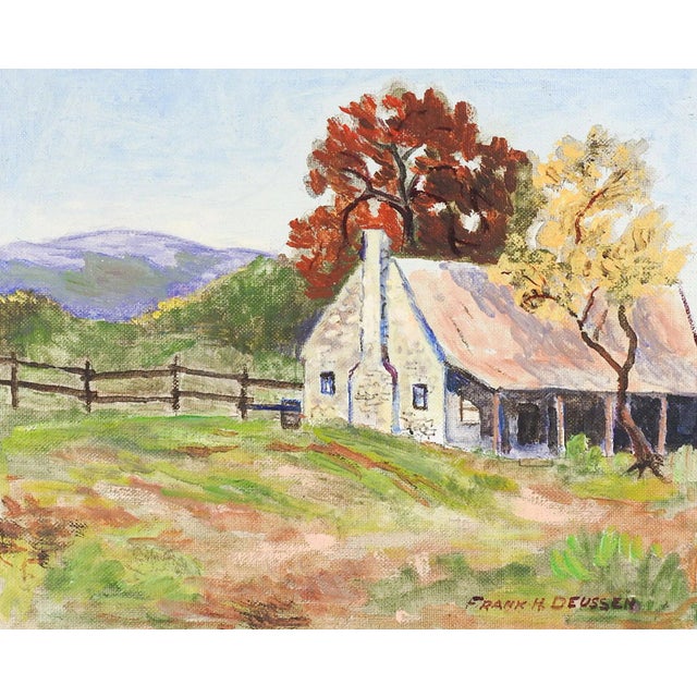 Rustic Farm Landscape Painting by Frank Deussen For Sale