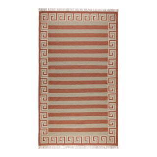Part & Parcel Goods Wool Stripe Rug, 2’6” x 10', Celadon, Topaz and Eggshell For Sale