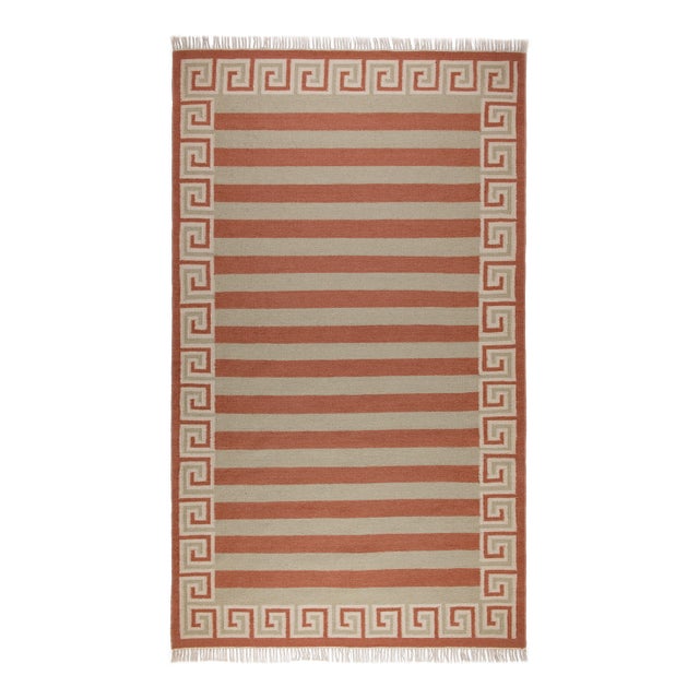 Part & Parcel Goods Wool Stripe Rug, 2’6” x 10', Celadon, Topaz and Eggshell For Sale