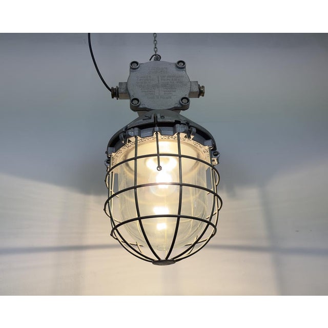 Large Industrial Cast Aluminium Cage Pendant Light, 1970s For Sale - Image 16 of 17