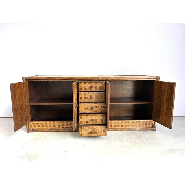 Vintage Rattan and Travertine Sideboard, 1960s For Sale - Image 6 of 13
