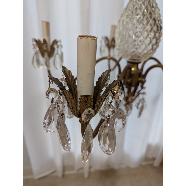 Vintage Hollywood Regency Crystal Chandelier Five Light Pineapple For Sale - Image 14 of 14