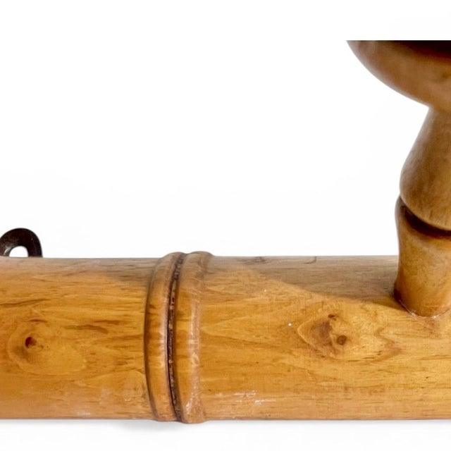 Antique French Provincial Faux Bamboo Wood 5 Peg Coat Hat Rack For Sale - Image 12 of 12