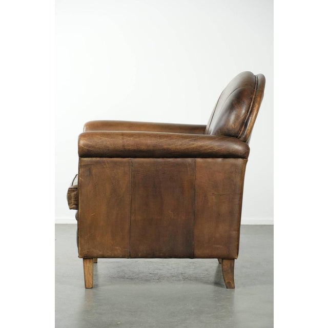1990s Sheepskin Armchair with Patina For Sale - Image 5 of 13