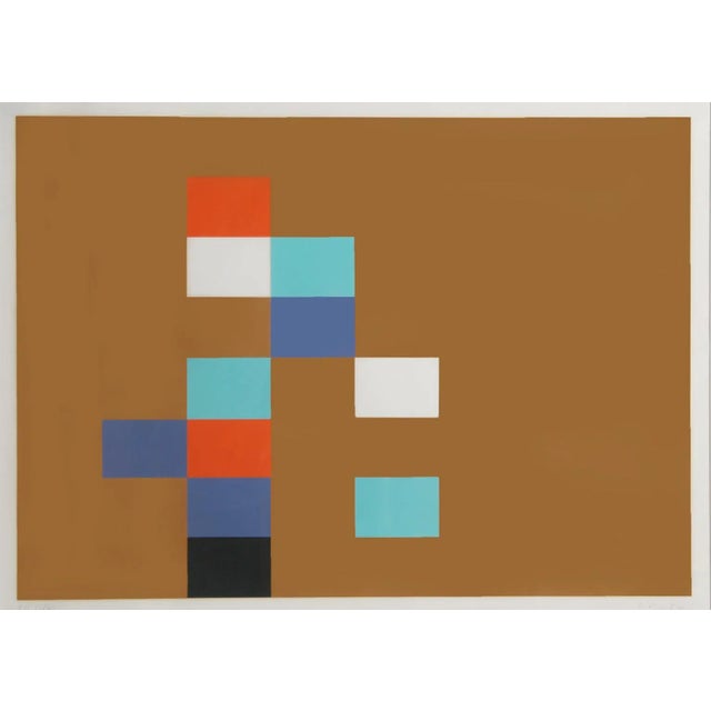 Abstract Eleven Units on Ochre, Geometric Abstract Serigraph by Inukai For Sale - Image 3 of 3
