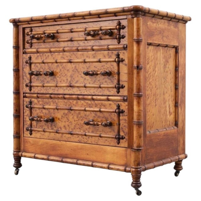 French Aesthetic Faux-Bamboo Three-Drawer Chest, 19th Century For Sale - Image 11 of 11
