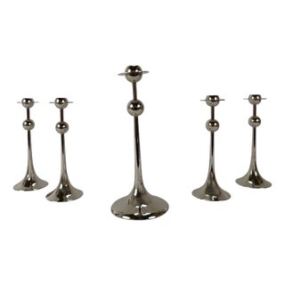 Swedish Modern Set of 5 Candlesticks by Kjell Engman for Gense For Sale