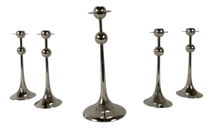 Swedish Modern Set of 5 Candlesticks by Kjell Engman for Gense