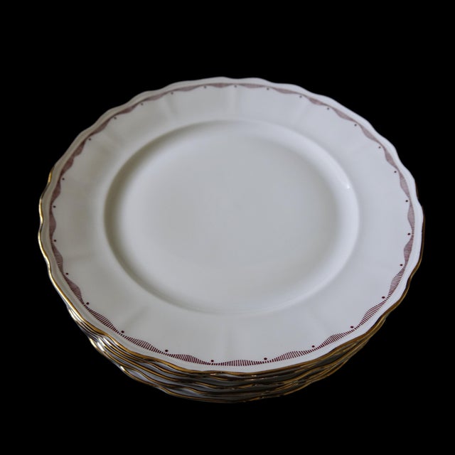 Vintage Dining Plates with Gold and Red Pattern from Rörstrand, Set of 5 For Sale - Image 3 of 6