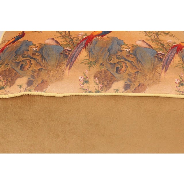 Chinese Nature-Sceen Italian Velvet Upholstered Ottoman For Sale In New York - Image 6 of 9