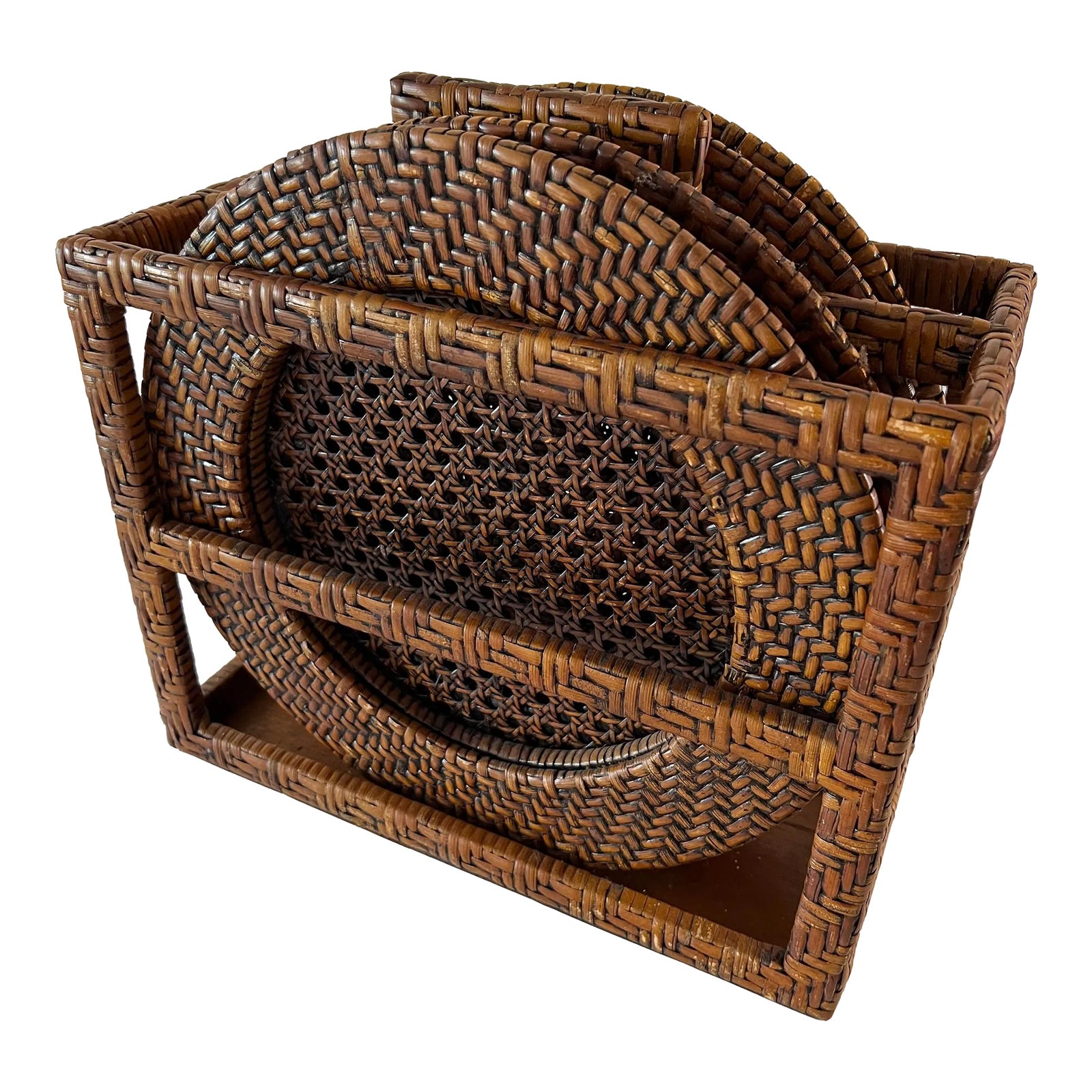 Rattan Woven Chargers in Carrying Case Chairish