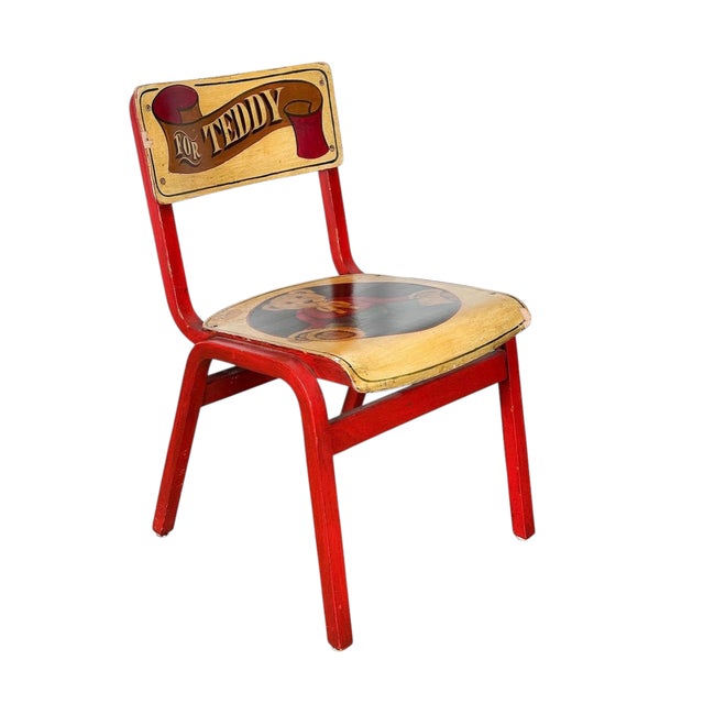 Vintage Hand Painted Child’s Chairs W Teddy Bears For Sale - Image 4 of 6