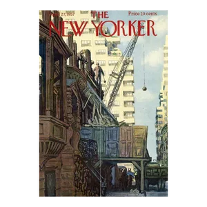 1957, New Yorker Magazine Cover, April 27 (Arthur Getz), Original Vintage Cover, New York City, Construction