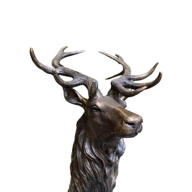 Metal Large Bronze Stag, 20th-Century For Sale - Image 7 of 9