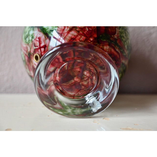 Green and Red Murano Glass Lamp Base, 1980s For Sale - Image 10 of 12