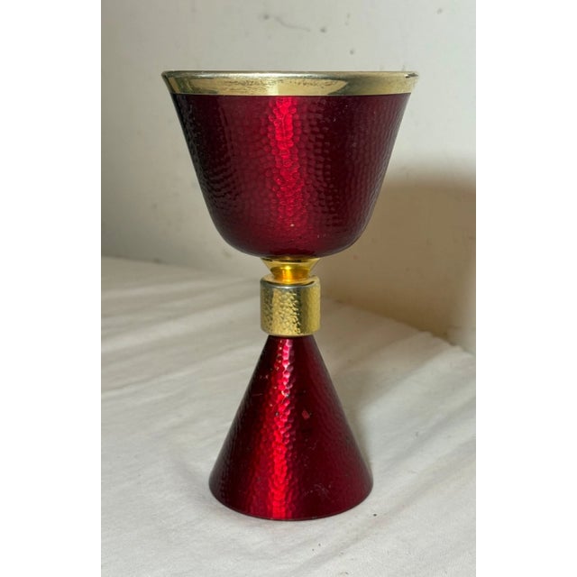 High Quality Vintage Silver Enameled Brass Religious Church Chalice Ceremonial For Sale - Image 9 of 13