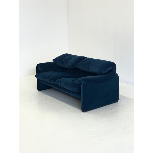 Cassina Blue Green Cassina Maralunga Sofa by Vico Magistretti, 1990s For Sale - Image 4 of 13