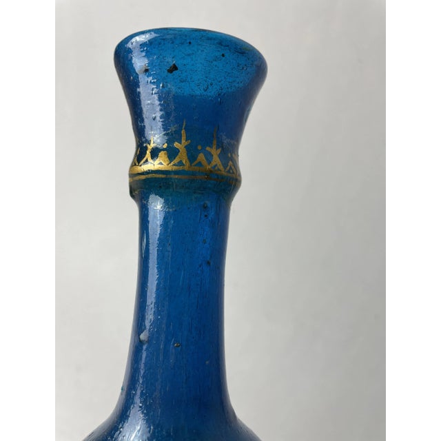 1920s Blue & Gold Glass Vase, 1920s For Sale - Image 5 of 7