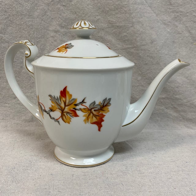 1940s Vintage Craftsman China Golden Autumn Pattern Teapot For Sale - Image 5 of 12