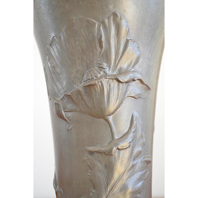 Metal Art Nouveau Vase by Hugo Leven for Kayserzinn, 1900s For Sale - Image 7 of 10