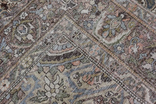 Square Antique Persian Bakhtiari Rug With Central Medallion Design Rugs