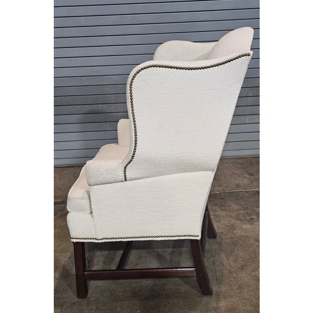 Late 20th Century Late 20th Century Hancock & Moore Mahogany Chippendale Style Wing Chair High End Designer Fabric For Sale - Image 5 of 7