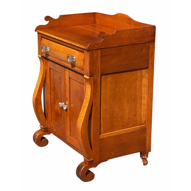 Early 19th Century Antique Sheraton Cherry & Bird's Eye Maple Cupboard With Exceptional Glass Knobs For Sale - Image 5 of 12