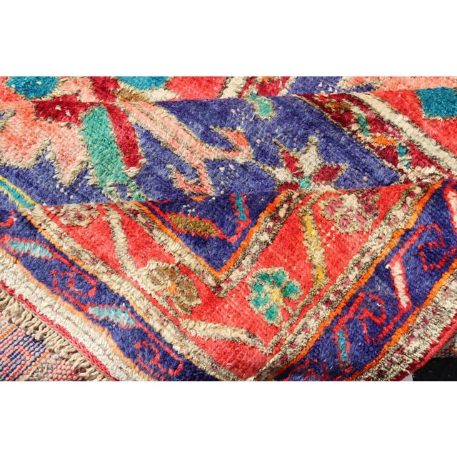 Vintage Caucasian Kazak Rug With Cross Medallions in Red and Blue 4'8 X 8'2 For Sale - Image 14 of 15