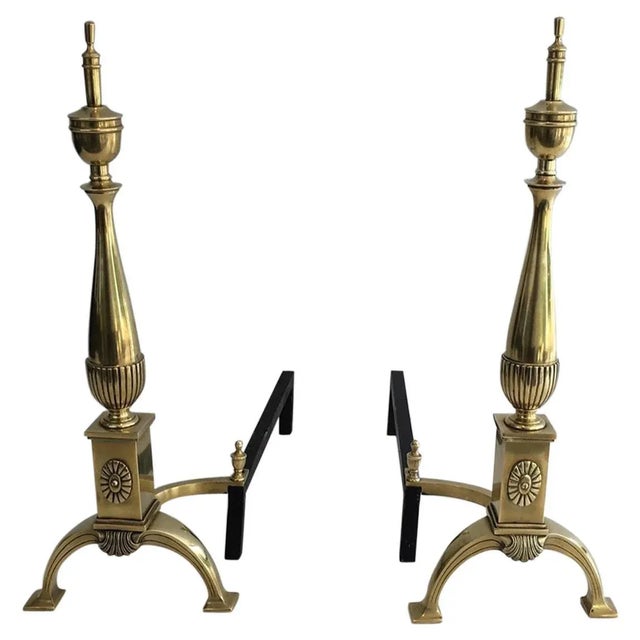 Neoclassical Bronze Andirons, French, circa 1940 - A Pair For Sale - Image 13 of 13