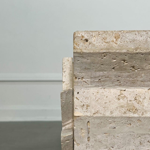 Alabaster Travertine Palm Leaf Pedestal Bases - A Pair For Sale - Image 8 of 8