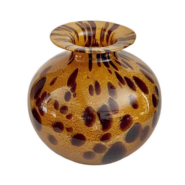 1980s Vintage Italian Maestri Vetrai Art Glass Tortoise Patterned Blown