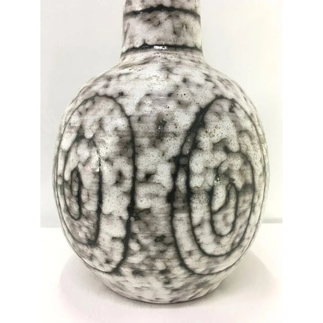 1970s Mid-Century Glazed Ceramic Black and Ivory Floor Vase, 1970s For Sale - Image 5 of 6