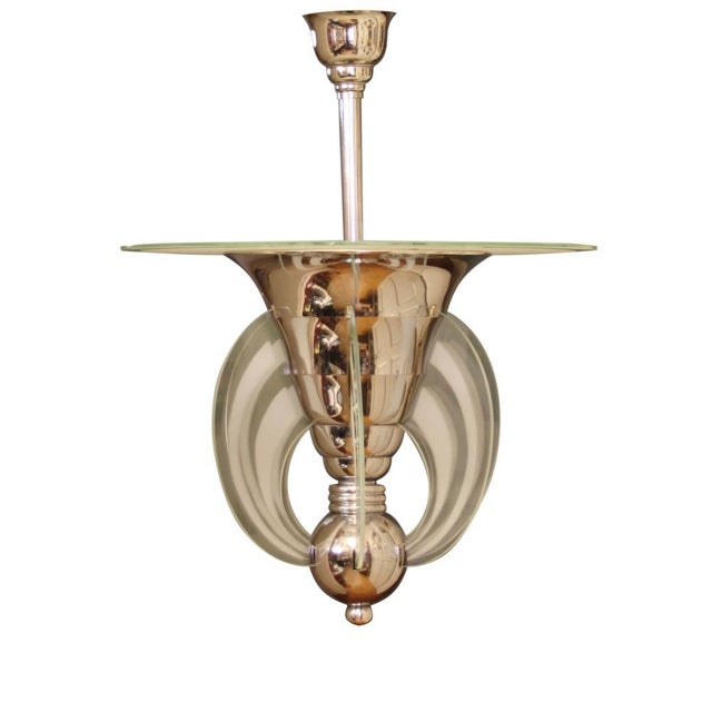 French Art Deco Pendant Lamp in Metal and Glass by Henri Petitot for Maison Petitot, 1930s For Sale - Image 15 of 15