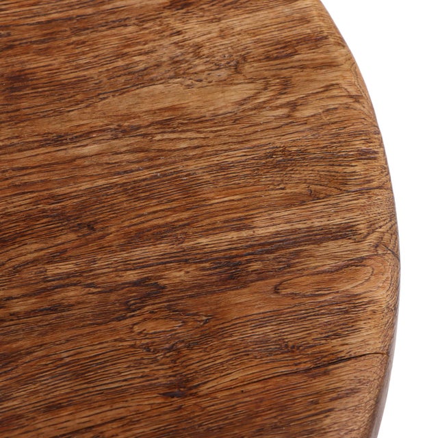 Wood Round French Oak Brutalist Dining Table With Hand Gouged Tabletop, C. 1940 For Sale - Image 7 of 7