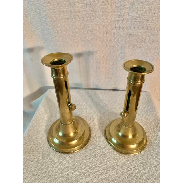 Early 20th Century French Brass Adjustable Candlesticks - a Set For Sale - Image 4 of 12