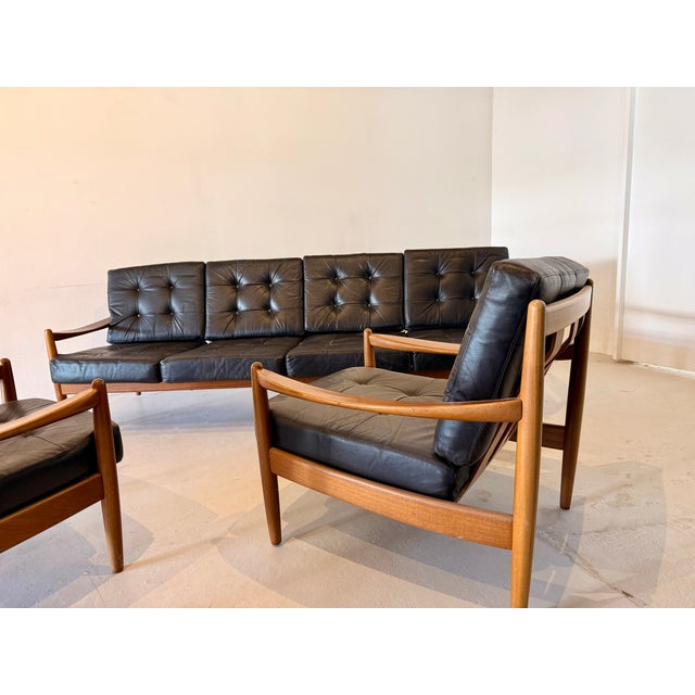 Black Vintage Danish Living Room Set, 1970s, Set of 3 For Sale - Image 8 of 13
