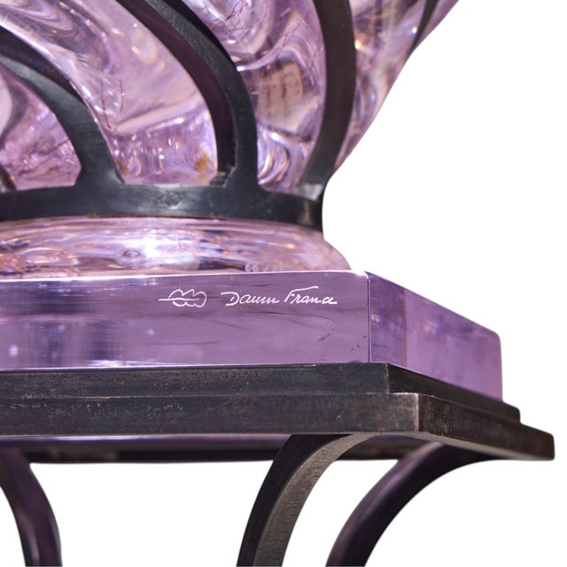 André Dubreuil for Daum Monumental Chantilly Vase and Pedestal For Sale - Image 10 of 10