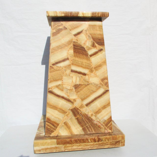 Illuminated Moble Pedestal Marble and Onyx For Sale - Image 4 of 12